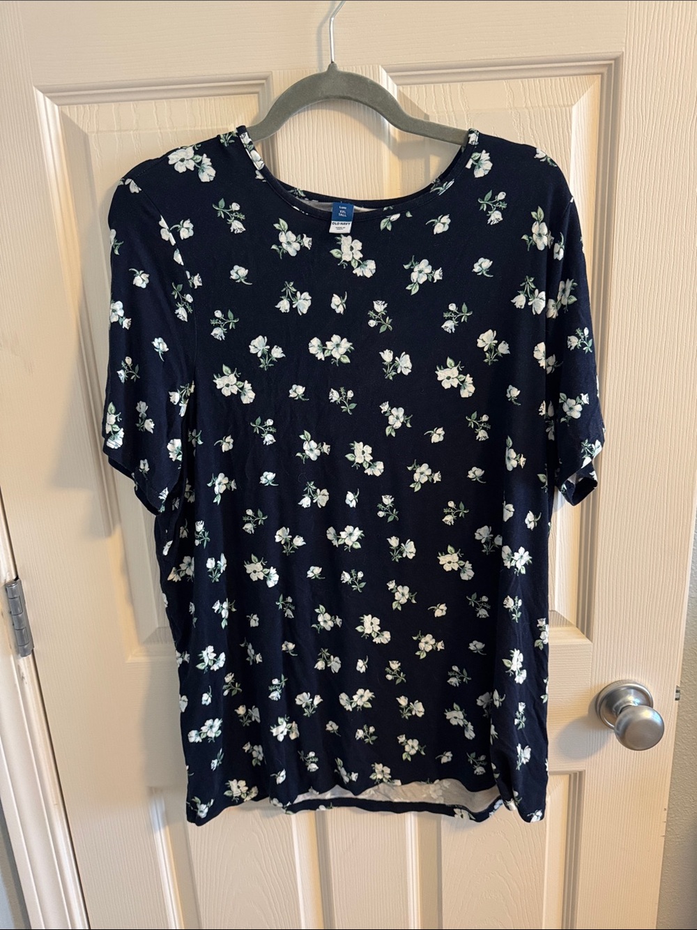 Old Navy Navy Blue Floral Short Sleeve Tee
